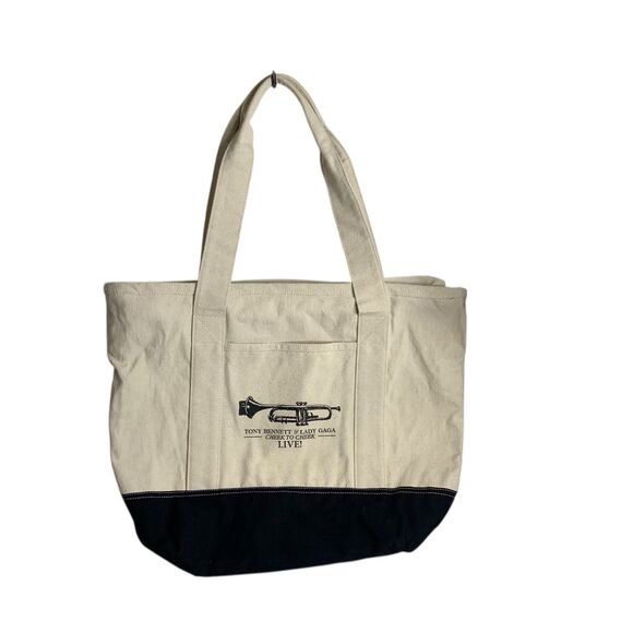 RARE Lady Gaga & Tony Bennett Large Canvas Bag Tote Cheek To Cheek LIVE VIP M&G - Picture 1 of 12